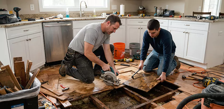 Kitchen Floor Water Damage Repair in Newport Beach